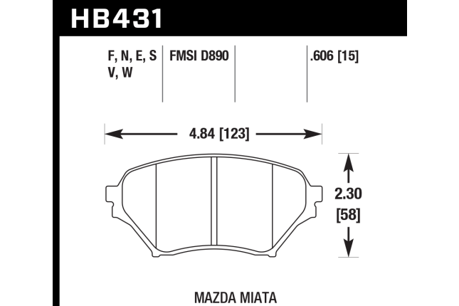 Hawk HP Plus remblokken voor MX-5 NB 1.8
